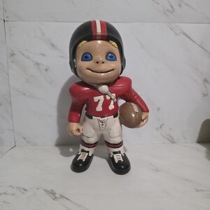 Vintage 1970s Atlantic Mold Hand-Painted Ceramic Football Player Statue #77 Red